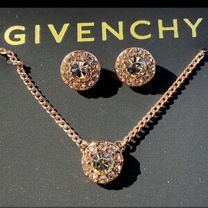 Givenchy Bronze Tone Crystal Necklace and Earring Set